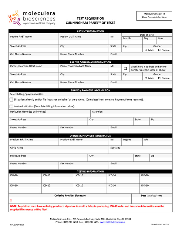 Autoimmune Brain Panel Requisition Form